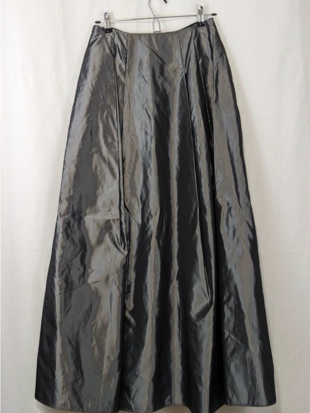 Vtg Scott McClintock Millennium 2000 Silver Gray Taffeta Maxi Skirt 6